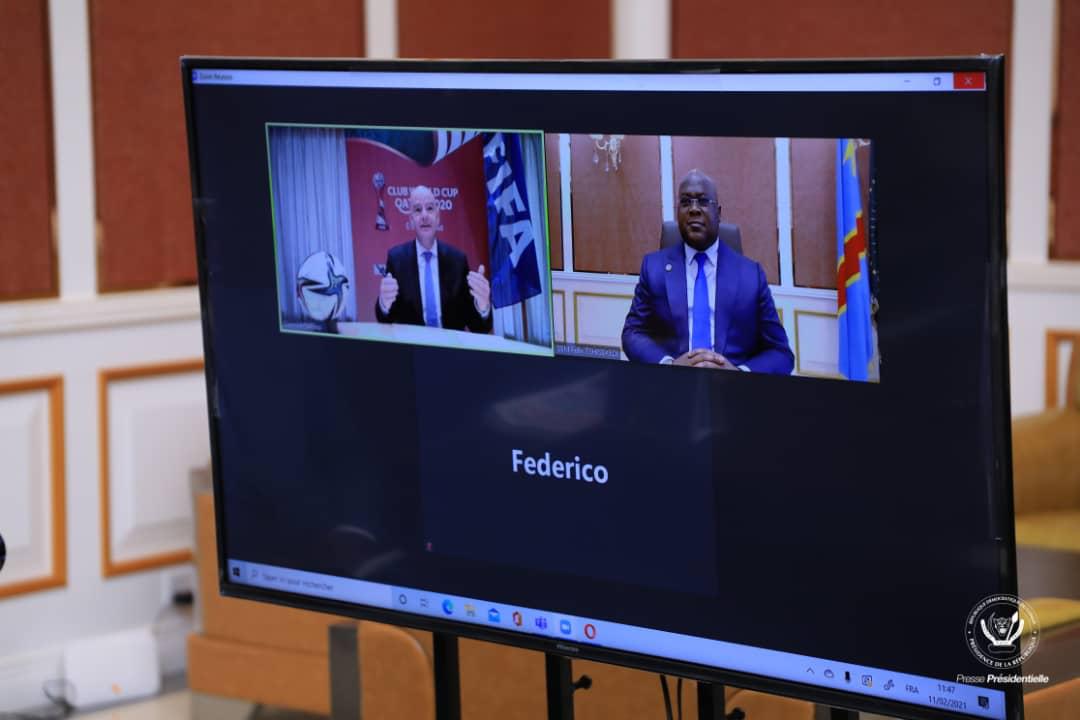 Gianni INFANTINO Président de la FIFA en visio Conférence avec Felix Antoine Tshisekedi Présidence la RDC