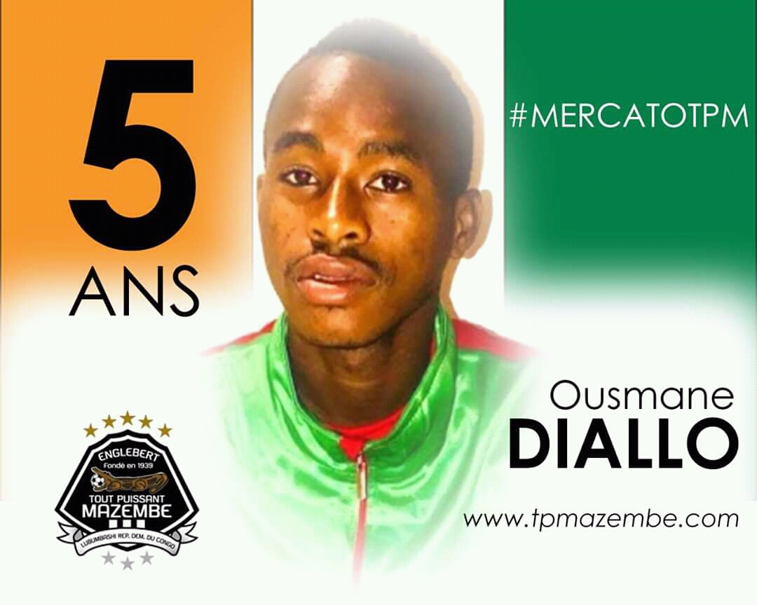 l'Ivoirien Ousmane Diallo signe au TP Mazembe_photo des droits tiers